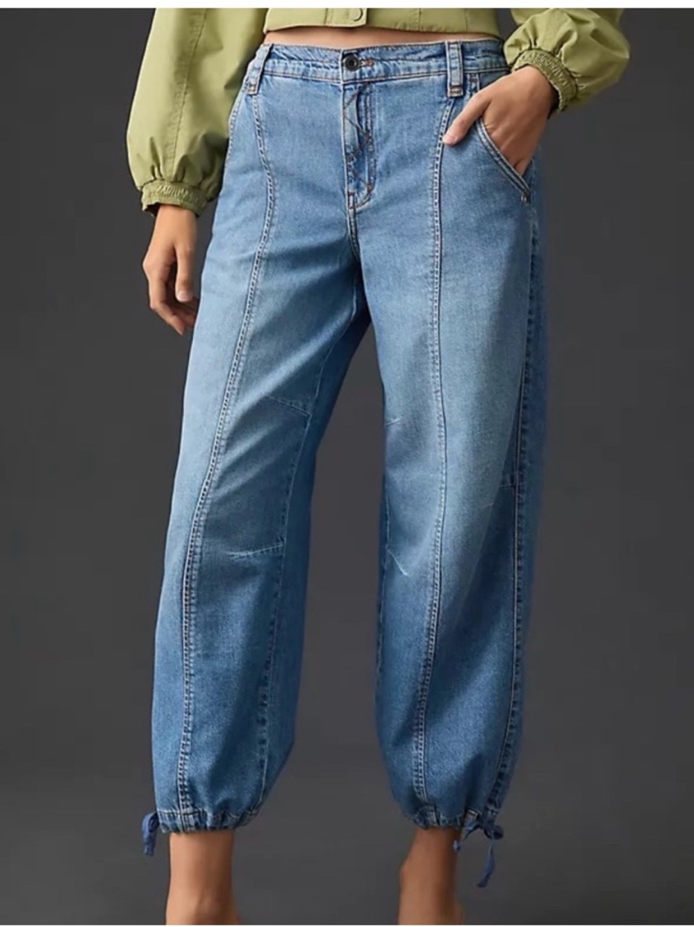 Anthropologie Pilcro Beach Cargo Mid Rise Jeans 29 Ankle Cinch